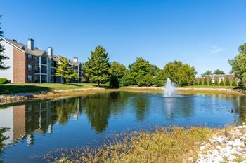 Scenic lake with water feature
